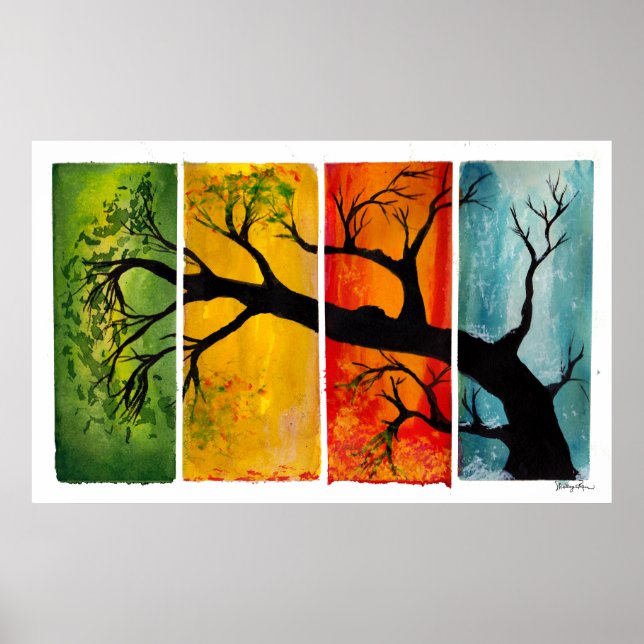 Seasons - Poster d'art de l'aquarelle et de l'encr (Devant)