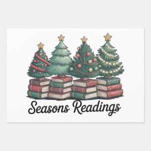 Seasons Readings Christmas Books Club Vintage Wrapping Paper Sheet