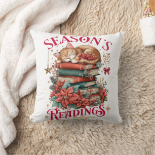 Season's Readings Cozy Kitten Throw Pillow