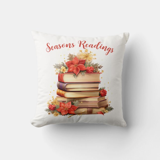 Seasons Readings Throw Pillow (Front)