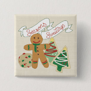 Seasons Sweetings   Gingerbread Cookies 2 Inch Square Button