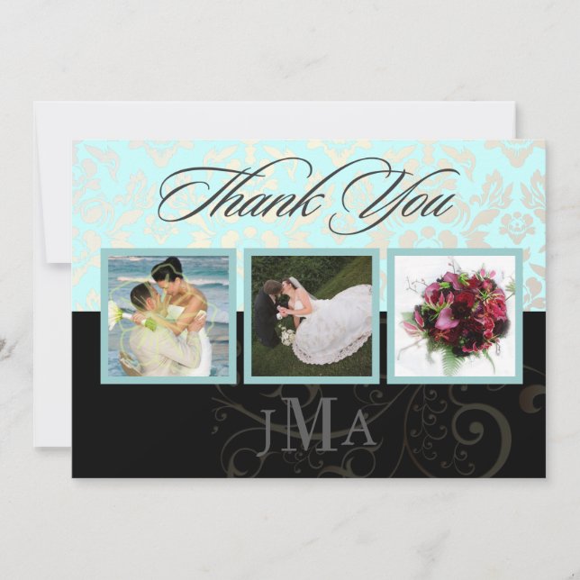 Seaspray + Pearl Damask, Cartes de remerciement, P (Devant)