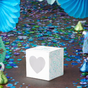 Seastar swirl aqua white wedding favour box