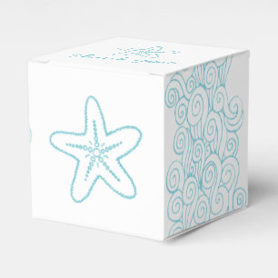Seastar swirl aqua white wedding favour box