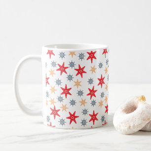 Seastars and steer wheels pattern coffee mug