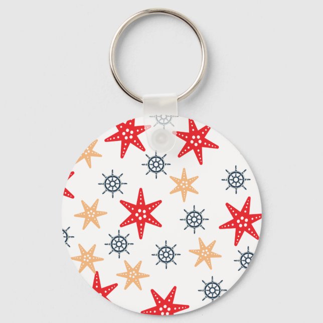 Seastars and steer wheels pattern keychain (Front)