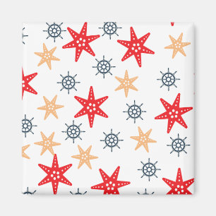 Seastars and steer wheels pattern magnet
