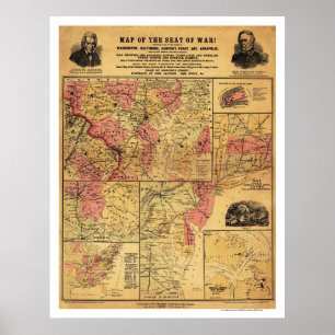 Seat Of Civil War Map 1862 Poster