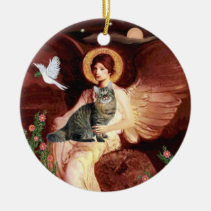 Seated Angel - American Bobtail cat Ceramic Ornament