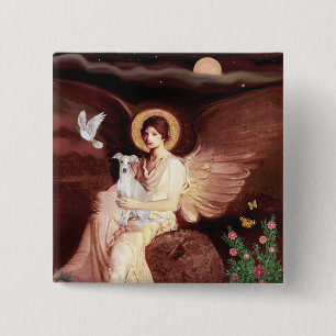 Seated Angel - Italian Greyhound 7 2 Inch Square Button