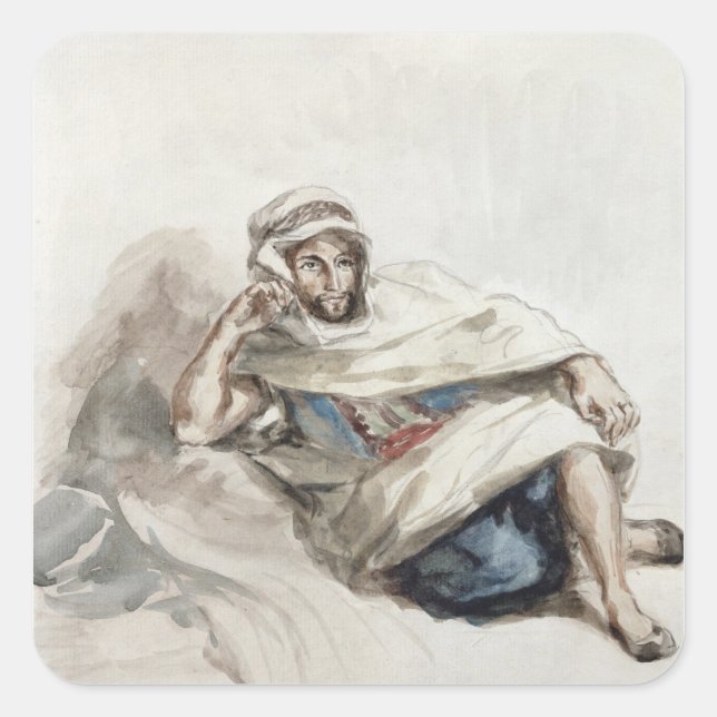 Seated Arab Square Sticker (Front)