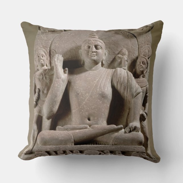 Seated Bodhisattva, Mathura (red sandstone) Throw Pillow (Front)