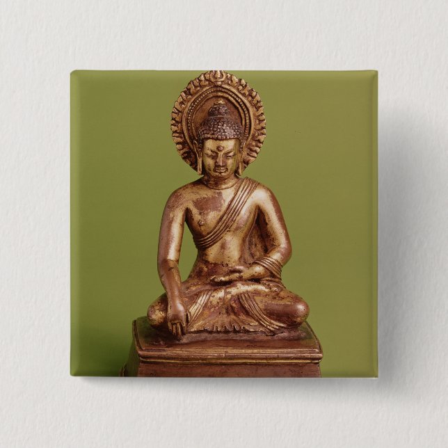 Seated Buddha 2 Inch Square Button (Front)