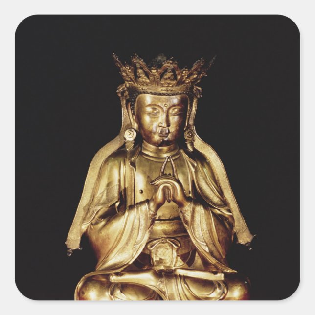 Seated Buddha Square Sticker (Front)