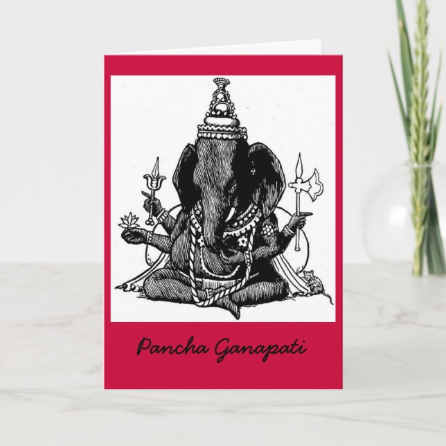 Seated Ganesh Line Drawing Holiday Card (Front)