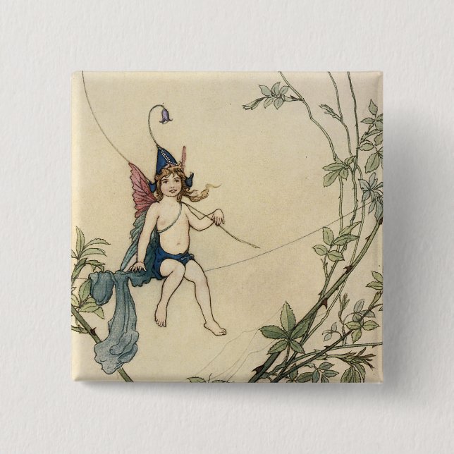 Seated on a Spider's Thread 2 Inch Square Button (Front)