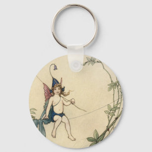 Seated on a Spider's Thread Keychain