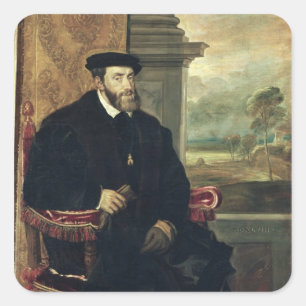Seated Portrait of Emperor Charles V  1548 Square Sticker
