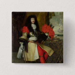 Seated Portrait of Louis XIV  after 1670 2 Inch Square Button