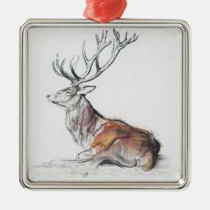 Seated Stag 2006 Metal Ornament