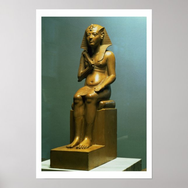 Seated statue of a pharaoh, New Kingdom (stone) Poster (Front)