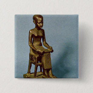 Seated statue of Imhotep holding an open 2 Inch Square Button