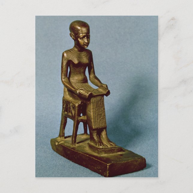 Seated statue of Imhotep  holding an open Postcard (Front)