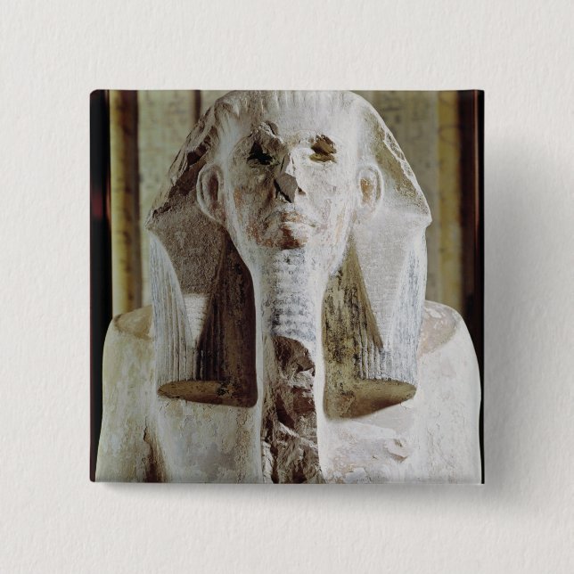 Seated statue of King Djoser 2 Inch Square Button (Front)