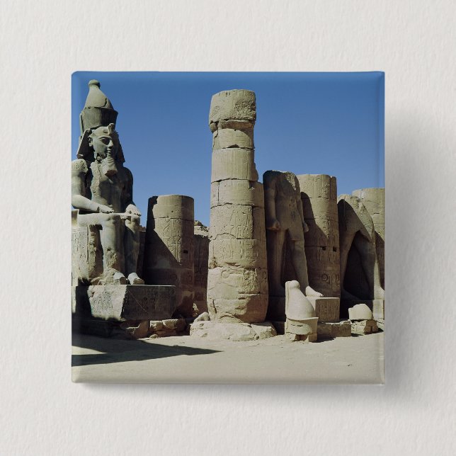 Seated statue of Ramesses II 2 Inch Square Button (Front)