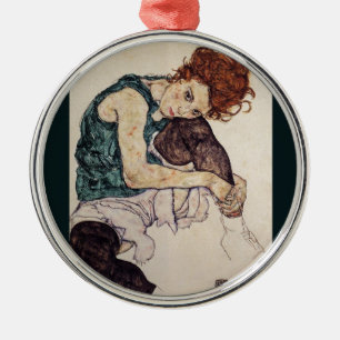Seated Woman Egon Schiele Austrian Painter 1917 Metal Ornament