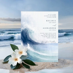 SEATERNAL Ocean Waves & Nautical Monogram Wedding Invitation