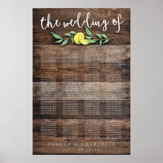 SEATING CHART 121-160 | Rustic Wood Lemon Wedding