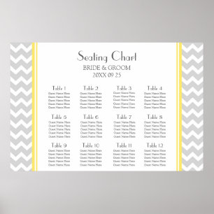 Seating Chart 12 Tables Yellow Grey Chevron