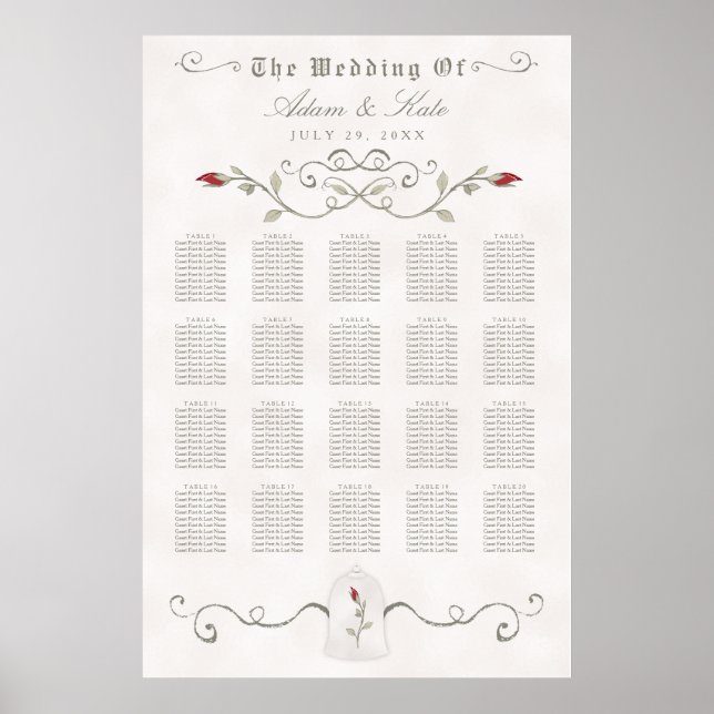 SEATING CHART 151-200 | Elegant Red Rose Wedding (Front)