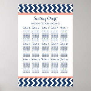 Seating Chart 15 Table 150 Guest Blue Chevron
