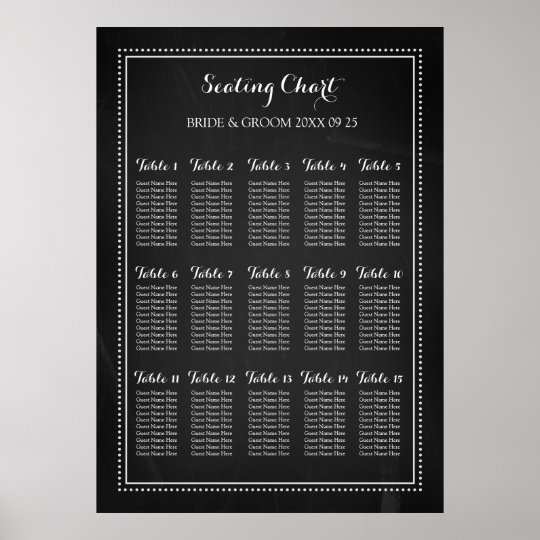 Seating Chart 15 Table 150 Guest Chalkboard