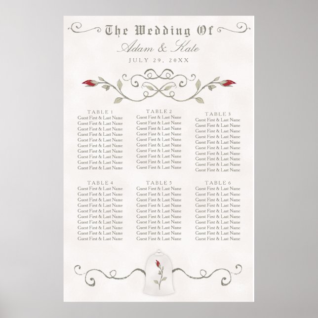 SEATING CHART 31 - 60 | Elegant Red Rose Wedding (Front)