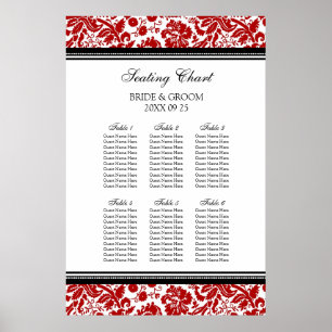 Seating Chart 6 Tables 60 Guest Red Black Damask