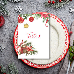 Seating Chart Christmas Winter Poinsettia Ornament Table Number