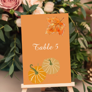Seating Chart Fall Rust Leaves orange gold Pumpkin Table Number