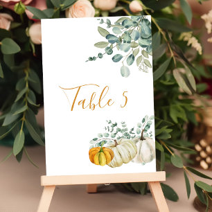 Seating Chart Fall Rustic Pumpkin Greenery Table Number