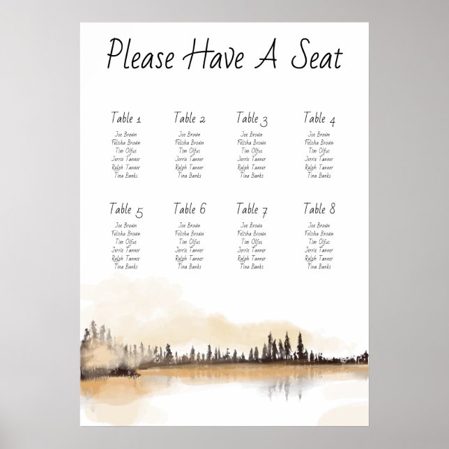 Seating chart for 8 tables- Poster print (Front)