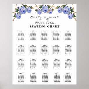 Seating Chart Gold Geometric Blue Floral Wed 200