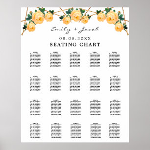 Seating Chart Gold Geometric Orange Floral Wed 200