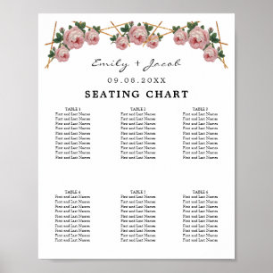 Seating Chart Gold Geometric Pink Floral Wed 60