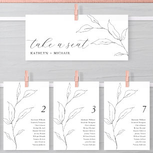 Seating Chart Header Greenery Modern Leaf Card