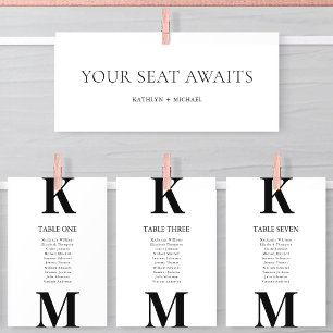 Seating Chart Header Modern Black Minimalist Card