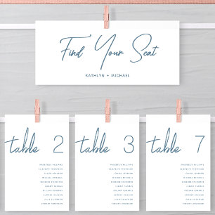 Seating Chart Header Modern Dusty Blue Script Card
