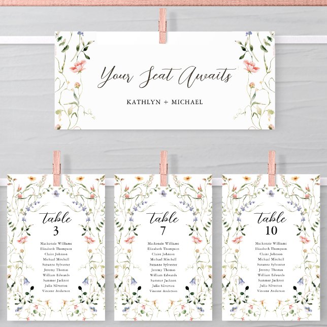 Seating Chart Header Wildflower Modern Floral Card (Creator Uploaded)