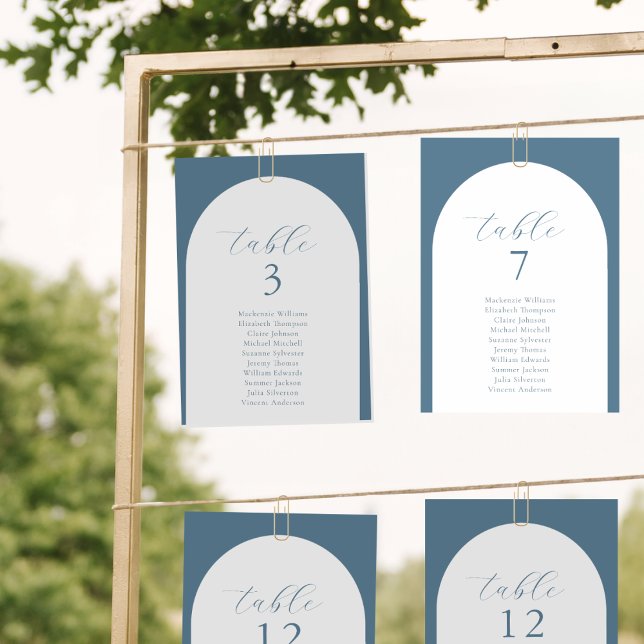 Seating Chart Modern Simple Arch Dusty Blue Card (Creator Uploaded)